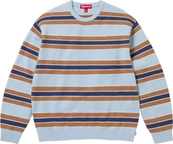 Supreme Cashmere Sweater - Blue Stripe (front)