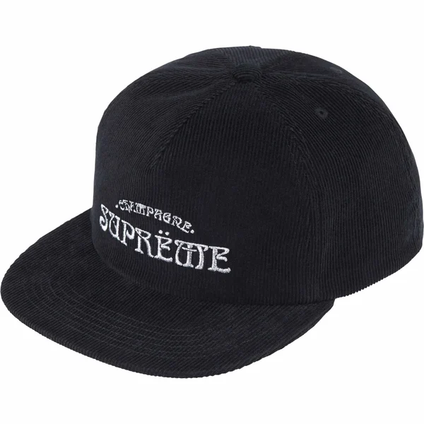 Supreme Champagne Corduroy 5-Panel - Black (front)