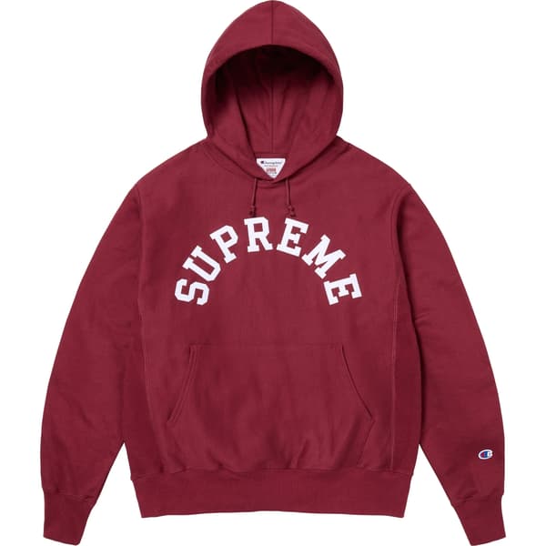 Supreme Champion Hooded Sweatshirt - Cardinal (front)