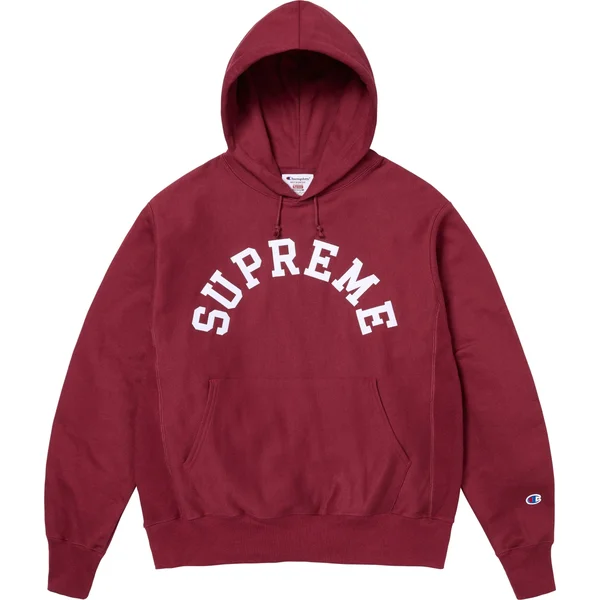 Supreme Champion Hooded Sweatshirt - Cardinal (front)