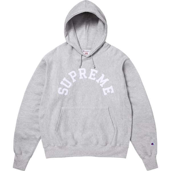 Supreme Champion Hooded Sweatshirt - Heather Grey (front)