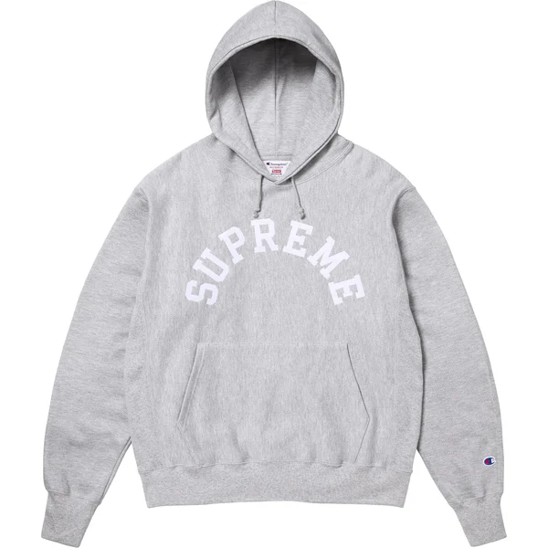 Supreme Champion Hooded Sweatshirt - Heather Grey (front)