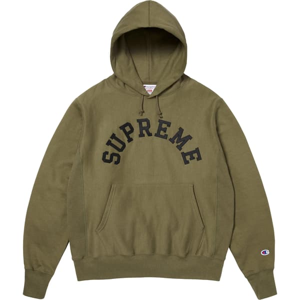 Supreme Champion Hooded Sweatshirt - Olive (front)