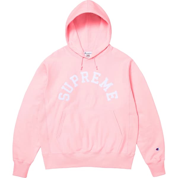 Supreme Champion Hooded Sweatshirt - Pink (front)