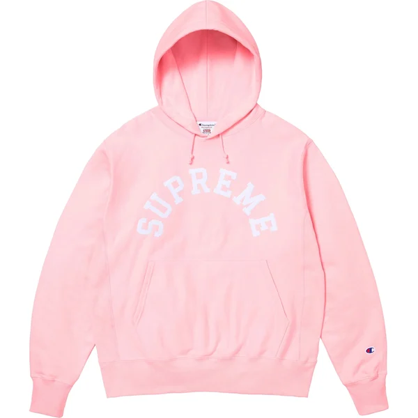 Supreme Champion Hooded Sweatshirt - Pink (front)