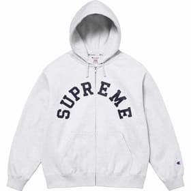 Supreme Champion Zip Up Hooded Sweatshirt Ash Grey