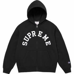 Supreme Champion Zip Up Hooded Sweatshirt Black