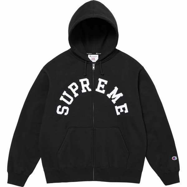 Supreme Champion Zip Up Hooded Sweatshirt - Black (front)