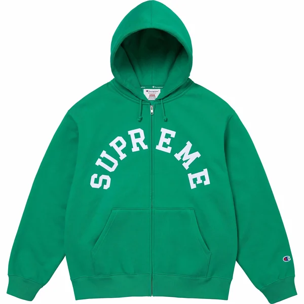 Supreme Champion Zip Up Hooded Sweatshirt - Green (front)