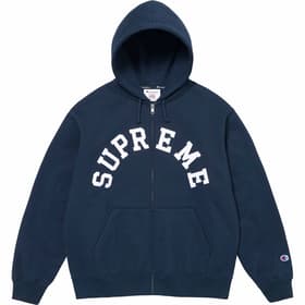 Supreme Champion Zip Up Hooded Sweatshirt Navy