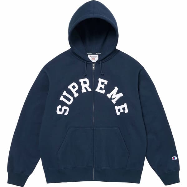 Supreme Champion Zip Up Hooded Sweatshirt - Navy (front)
