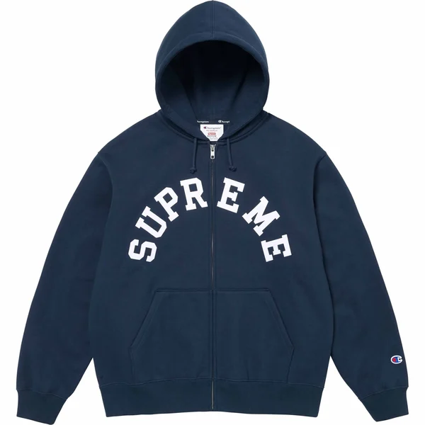Supreme Champion Zip Up Hooded Sweatshirt - Navy (front)