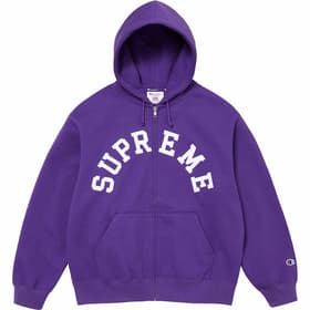 Supreme Champion Zip Up Hooded Sweatshirt Purple