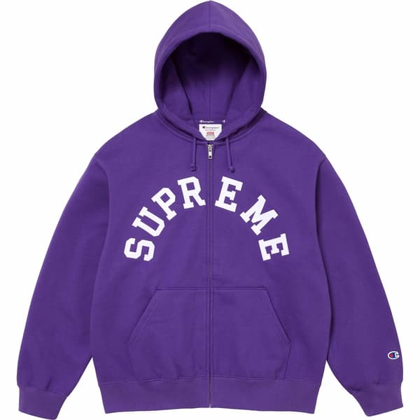 Supreme Champion Zip Up Hooded Sweatshirt - Purple (front)
