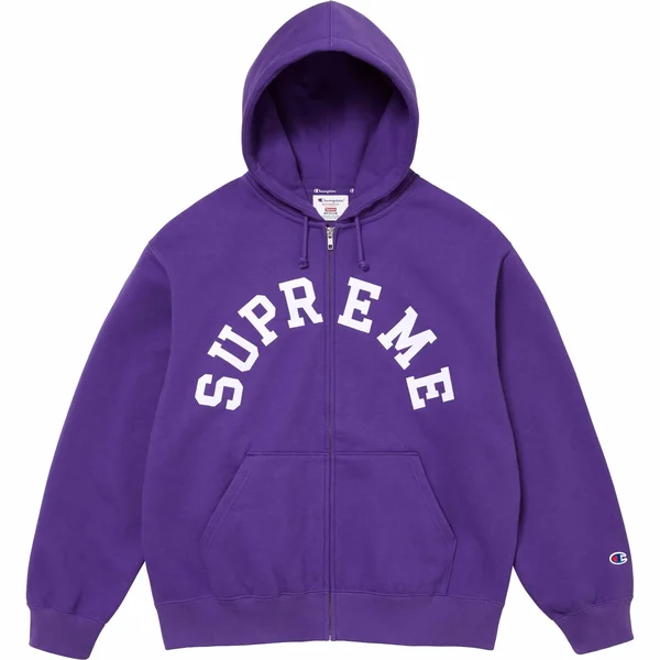 Supreme Champion Zip Up Hooded Sweatshirt - Purple (front)