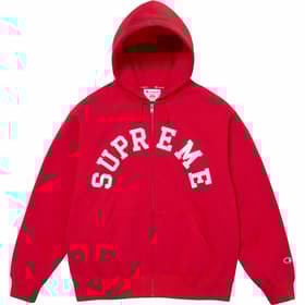 Supreme Champion Zip Up Hooded Sweatshirt Red