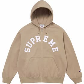 Supreme Champion Zip Up Hooded Sweatshirt Tan