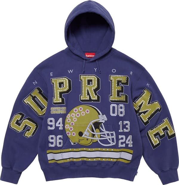 Supreme Champions Studded Hooded Sweatshirt - Dark Royal (front)