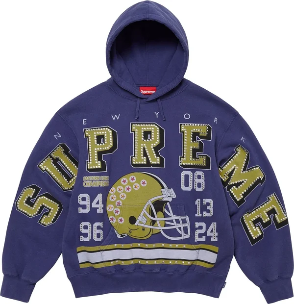 Supreme Champions Studded Hooded Sweatshirt - Dark Royal (front)