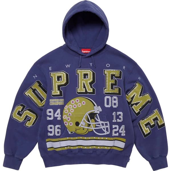 Supreme Champions Studded Hooded Sweatshirt - Dark Royal (front)