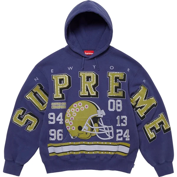 Supreme Champions Studded Hooded Sweatshirt - Dark Royal (front)