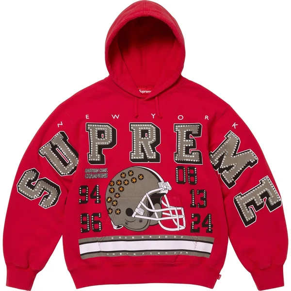 Supreme Champions Studded Hooded Sweatshirt - Red (front)