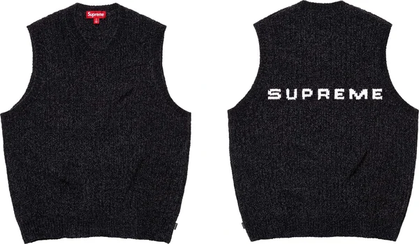 Supreme Chenille Sweater Vest - Black (front)
