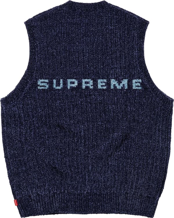 Supreme Chenille Sweater Vest - Navy (front)
