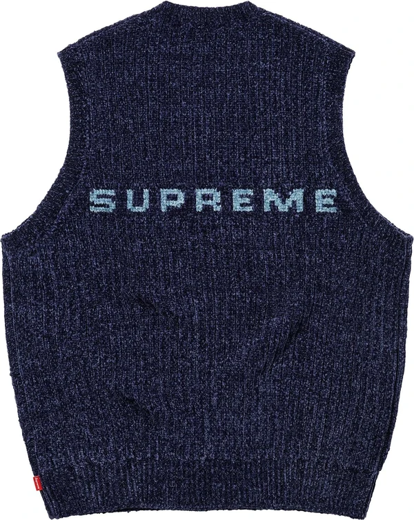 Supreme Chenille Sweater Vest - Navy (front)