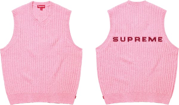 Supreme Chenille Sweater Vest - Pink (front)