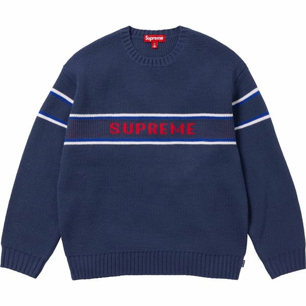 Supreme Chest Stripe Sweater - Navy (front)
