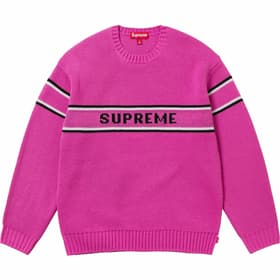 Supreme Chest Stripe Sweater Pink