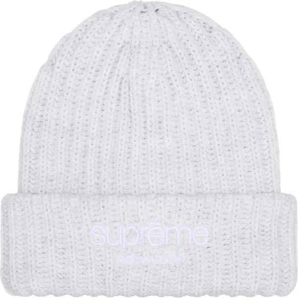 Supreme Chunky Rib Classic Logo Beanie - Ash Grey (front)