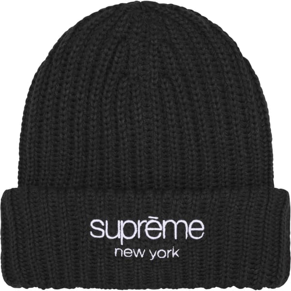 Supreme Chunky Rib Classic Logo Beanie - Black (front)