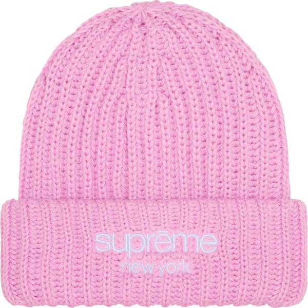 Supreme Chunky Rib Classic Logo Beanie - Pink (front)