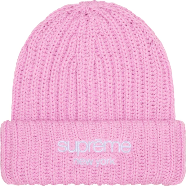 Supreme Chunky Rib Classic Logo Beanie - Pink (front)