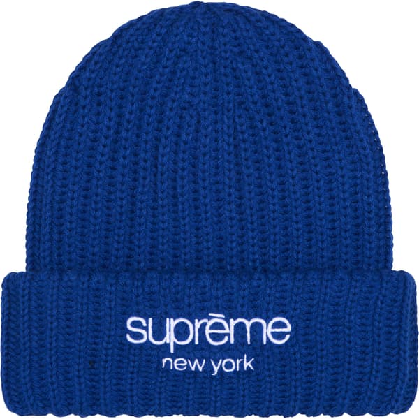 Supreme Chunky Rib Classic Logo Beanie - Royal (front)