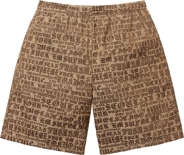Supreme Cities Jacquard Short - Tan (front)