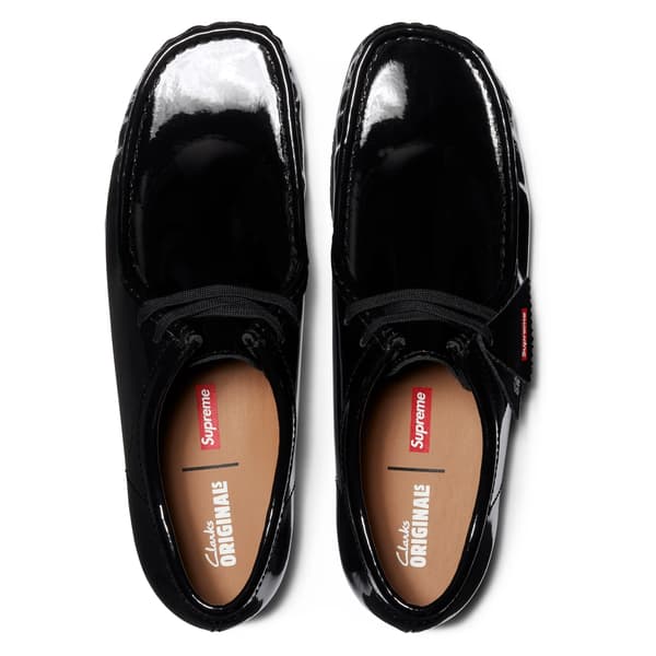 Supreme Clarks Originals Patent Leather Wallabee - Black (front)