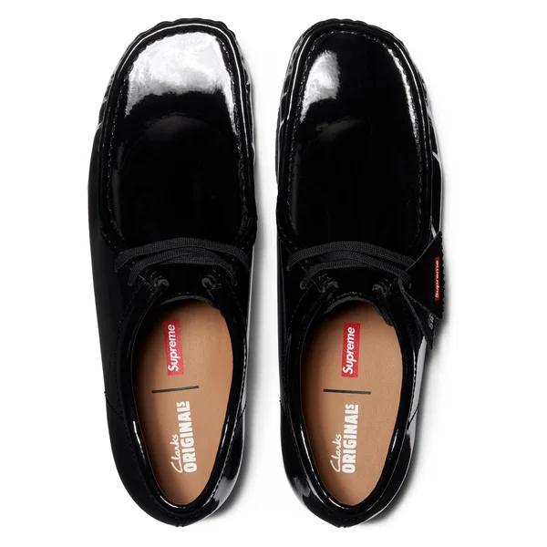 Supreme Clarks Originals Patent Leather Wallabee - Black (front)