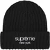Supreme Classic Logo Chunky Ribbed Beanie - Black (front)