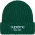 Supreme Classic Logo Chunky Ribbed Beanie - Dark Green (front)