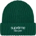 Supreme Classic Logo Chunky Ribbed Beanie - Dark Green (front)