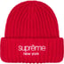 Supreme Classic Logo Chunky Ribbed Beanie - Red (front)