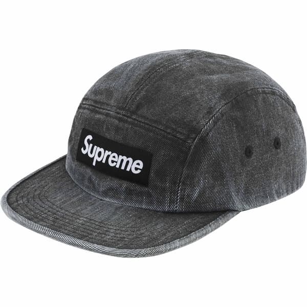 Supreme Coated Denim Camp Cap - Black (front)