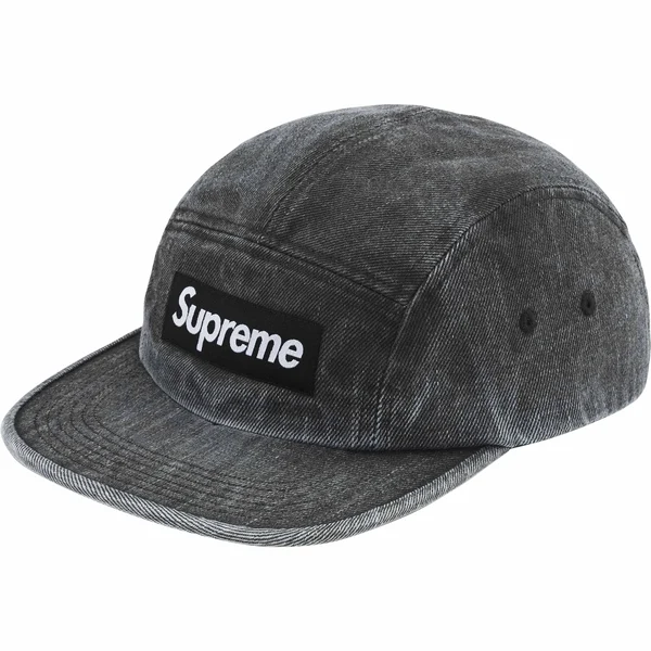 Supreme Coated Denim Camp Cap - Black (front)