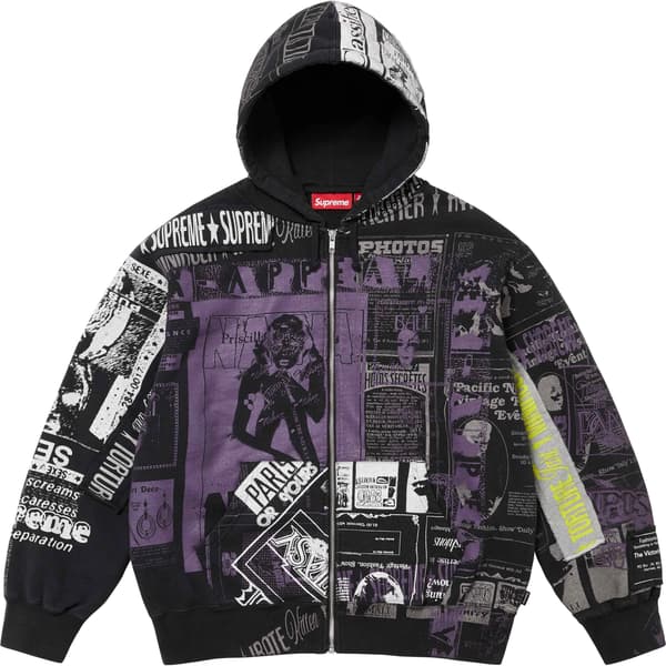 Supreme Collage Zip Up Hooded Sweatshirt - Black (front)