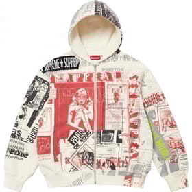Supreme Collage Zip Up Hooded Sweatshirt White