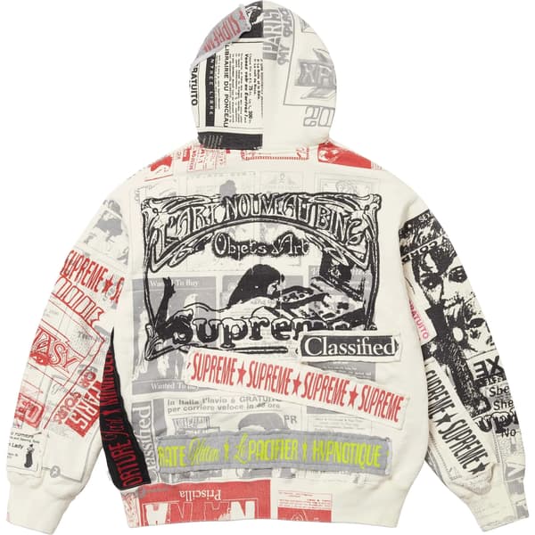 Supreme Collage Zip Up Hooded Sweatshirt - White (front)