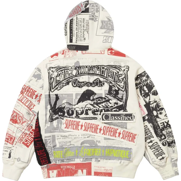 Supreme Collage Zip Up Hooded Sweatshirt - White (front)